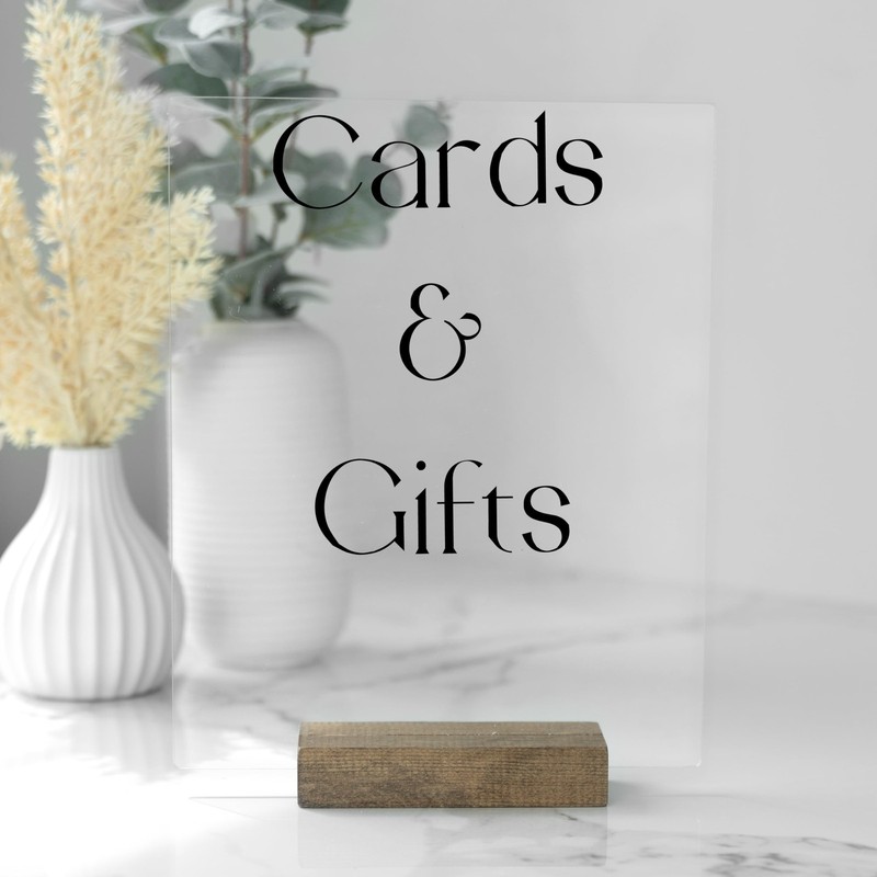 Acrylic Sign Holders with Wood Stands, 4 Pack – 8×10 Inch Blank