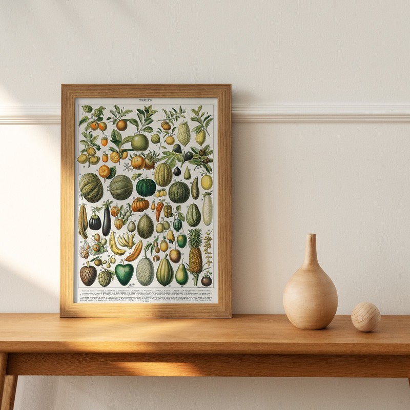 1897 French Retro Art Decorative Fruit Adolphe Millot Wall Poster Kitchen Decor
