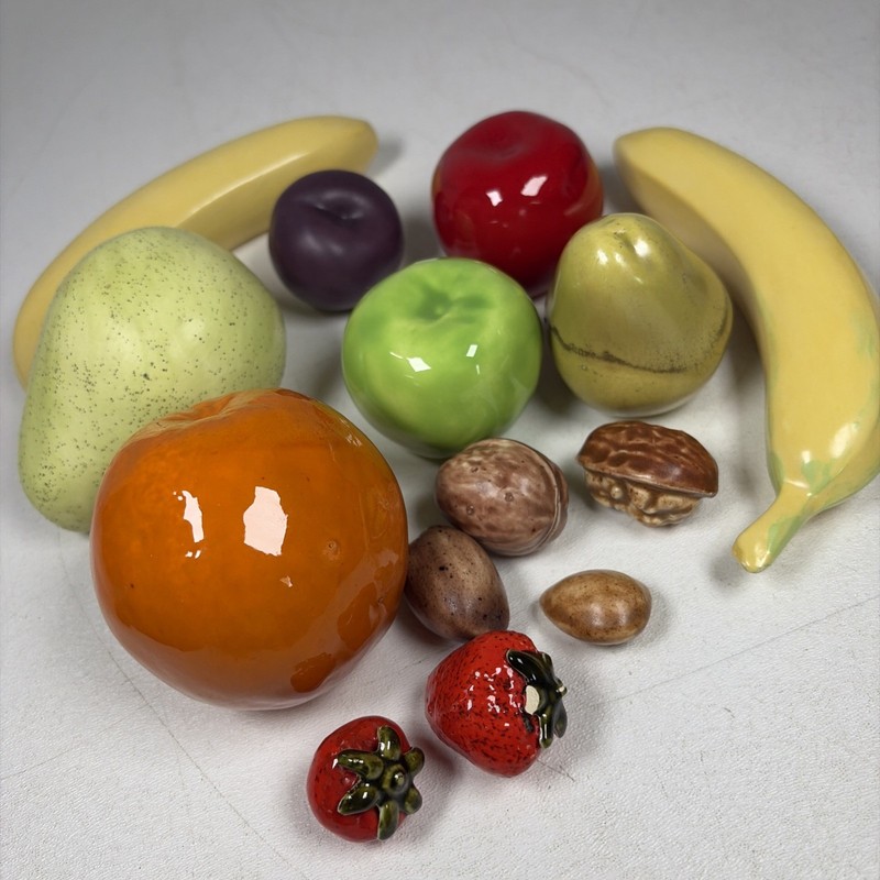 Vintage Hand Made Ceramic Centerpiece Fruit Decorative Faux Food