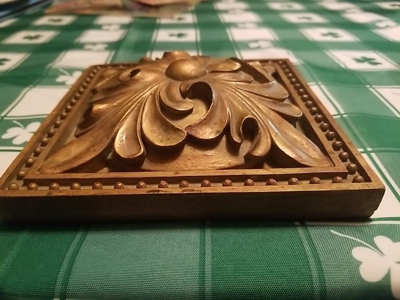 Ornate Antiqued Gold Toned Wall Decoration Floral Square Heavy Art Luxury Style gallery