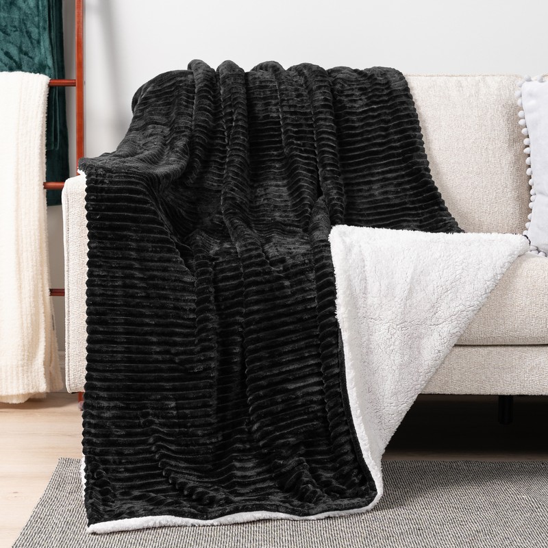 Sherpa Throw Blanket Solid Fleece Bed Blanket Plush Soft Warm Fuzzy Reversible