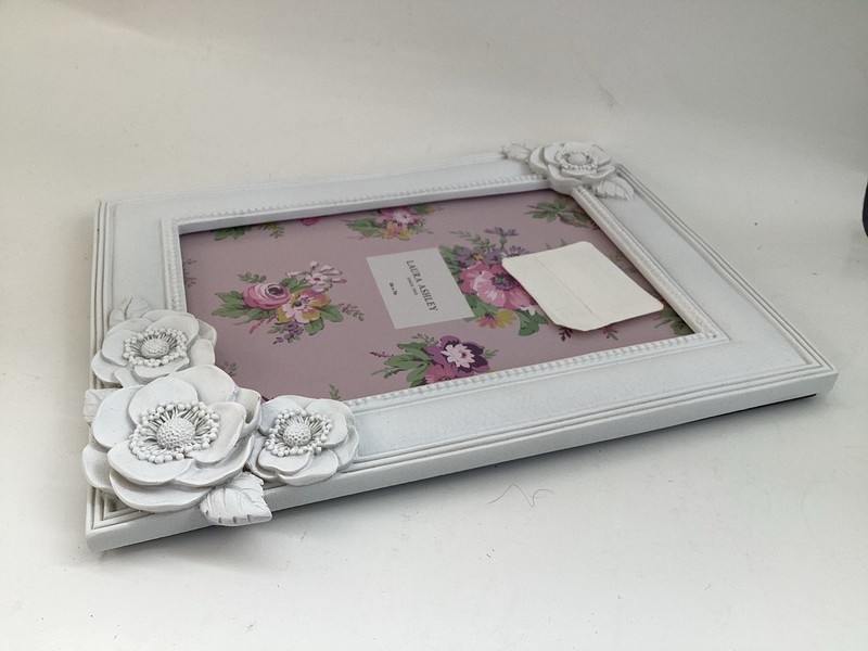 Laura Ashley Golden Rectangular Flower Accent Picture Frame Fits 5’’x 7’’ Photo gallery