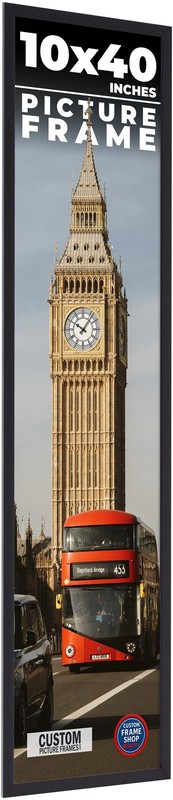 10×40 Frame Black Real Wood Picture Frame Width 0.75 inches | Interior Frame Dep