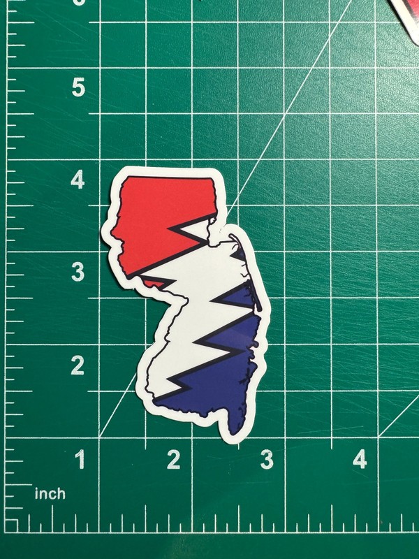 New Jersey Stealie – Grateful Dead – Laminated Vinyl Sticker 1.5″x3″