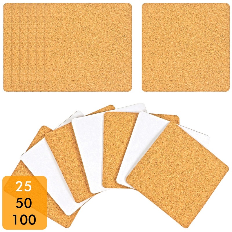 Self-Adhesive Cork Squares 4×4 Inches Cork Backing Sheets Cork Tiles Coasters