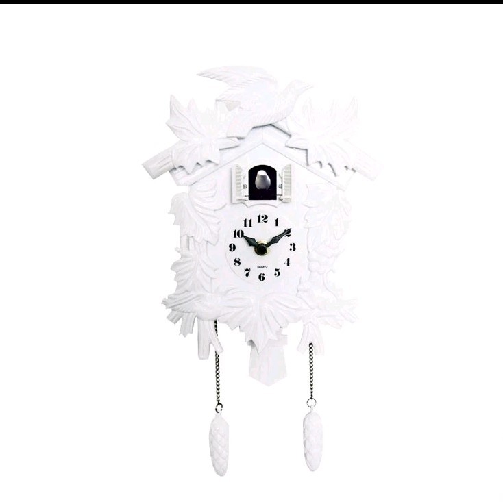 Walplus White Vintage Cuckoo Clock Bird Pendulum Wall Clock.