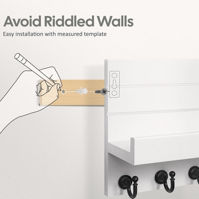 Key Holder for Wall: Easy Installation Mail Organizer Wall Mount Hanging Key ... gallery