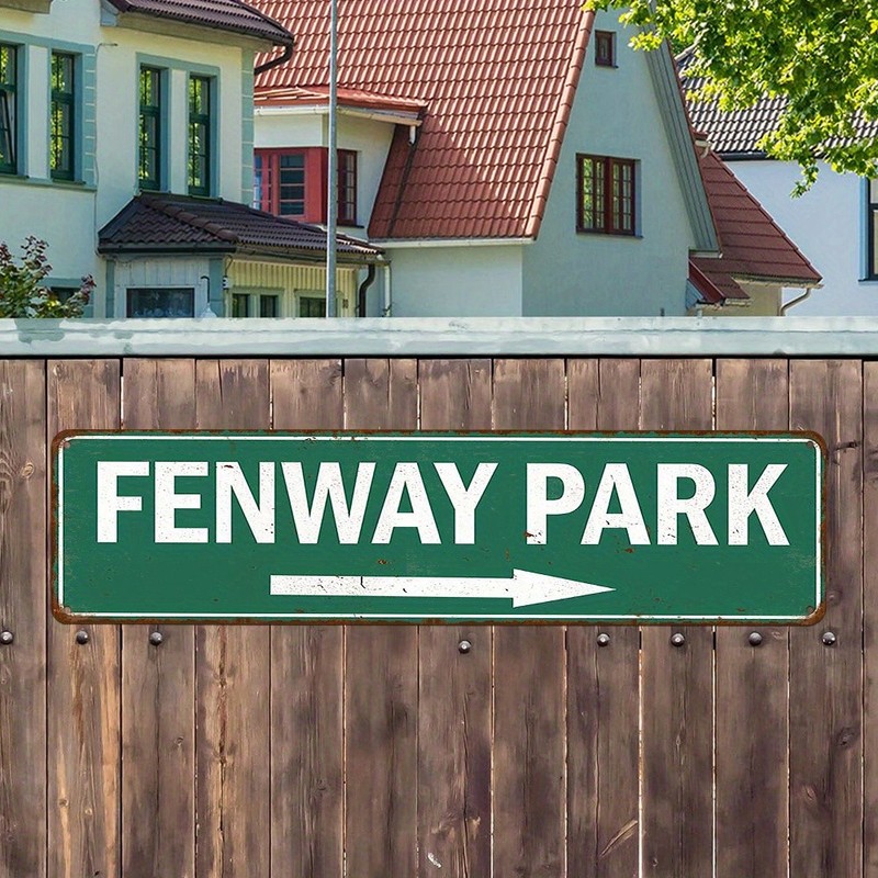 Fenway Park Right Arrow Vintage Green Metal Sign Baseball Fan Yard Fence Decor