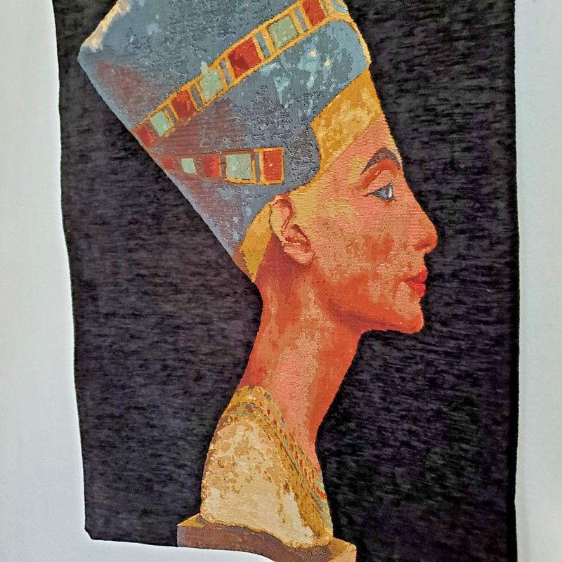 Queen Nefertiti Tapestry Wall Hanging Madrid Oriental Weavers Egypt 34×23″ Rare