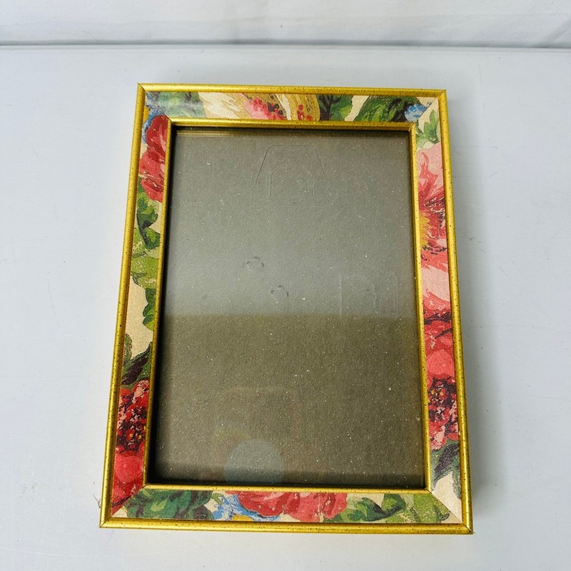 Vintage Floral Photo Frame Gold Speckled Rose Botanical 5×7 Tabletop Decor