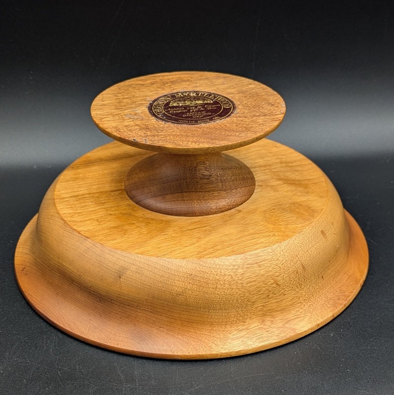 VTG Mid-Century Myrtlewood 10" D Pedestal Bowl Tray Centerpiece Oregon, USA gallery
