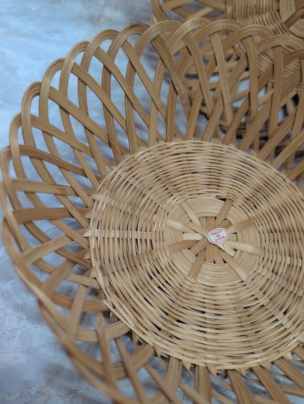 5 Vintage Wicker Woven Farmhouse Baskets For Serving Or Storage 8.5 Inches Boho gallery
