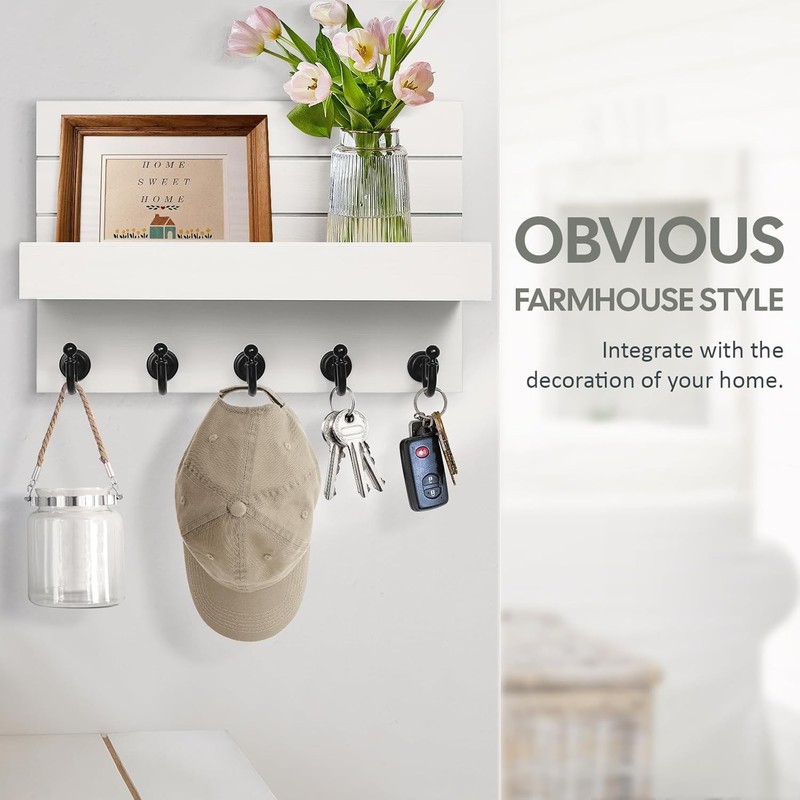 Key Holder for Wall: Easy Installation Mail Organizer Wall Mount Hanging Key ... gallery