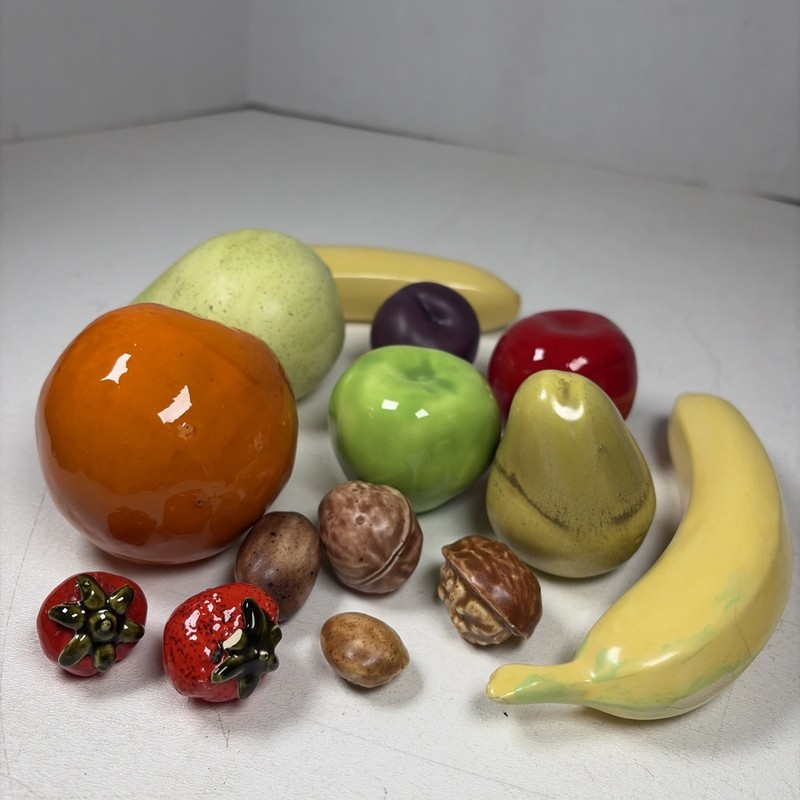 Vintage Hand Made Ceramic Centerpiece Fruit Decorative Faux Food gallery