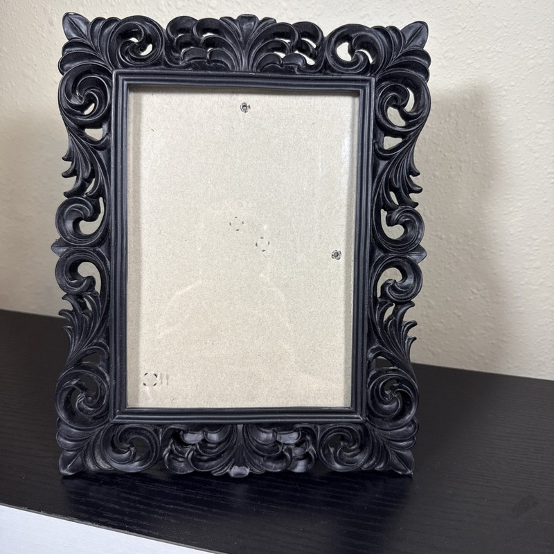 Laura Ashley 5×7 Black Ornate Picture Frame Resin Baroque Style Hang Or Stand