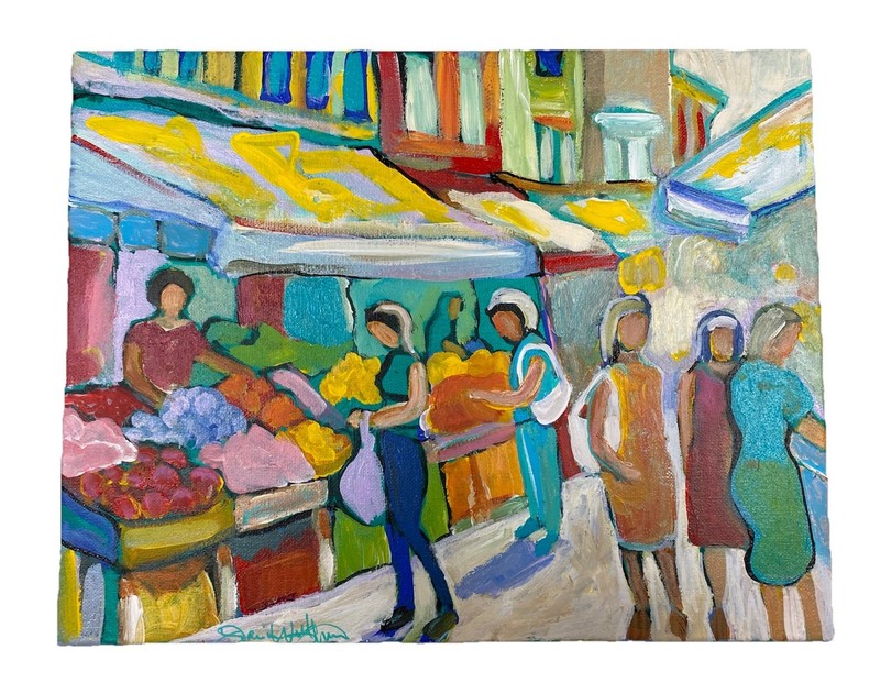 11”x14” Market Vendors/ ORIGINAL PAINTING, Signed By Artist