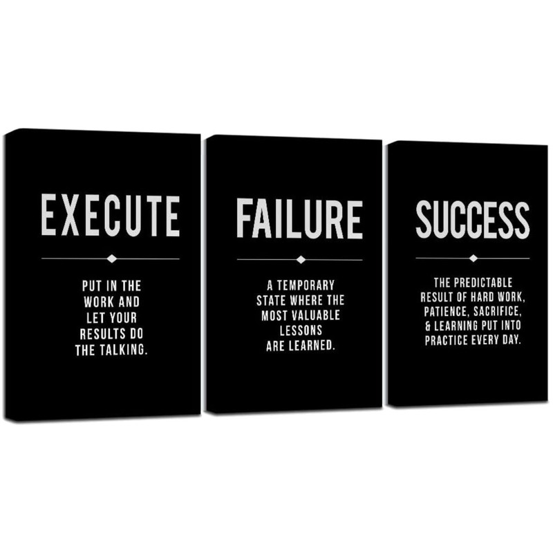 Durable Water-Resistant Canvas Wall Art – Motivation Print Set for Office