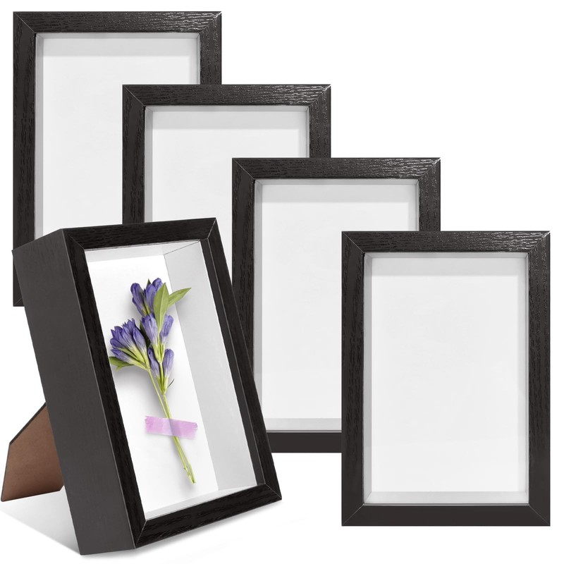 5 Pack 4×6 Shadow Box Frames for Photos Crafts and Memorabilia Display