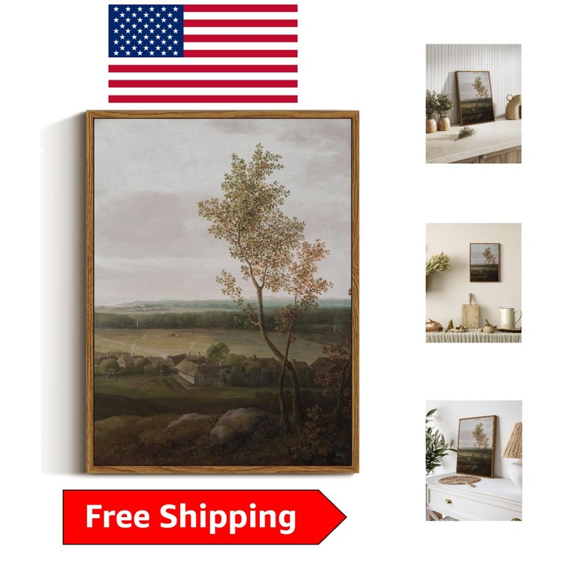 Charming Vintage Landscape Wall Art – 12×16 Framed Decor for Living Spaces