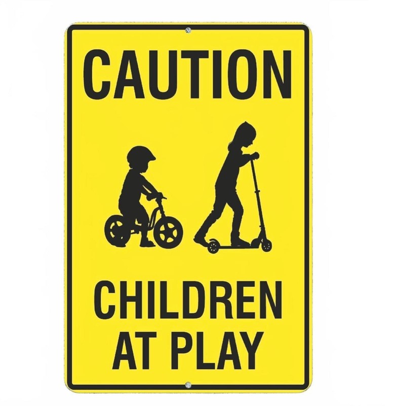 Children At Play Sign BanginPrints Aluminum Metal 8×12 Speeding Warning