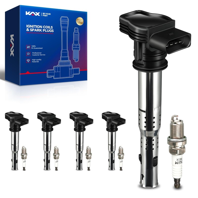 KAX 5-Pack Ignition Coils and Iridium Spark Plug Set Compatible with VW Jetta GL