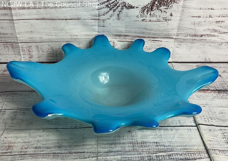 Modern Water Drop Splash 14.5″ Glass Decorative Bowl Blue