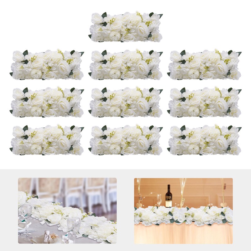 10* White Wedding Dining Table Artificial Silk Rose Flower Centerpieces 52*28cm