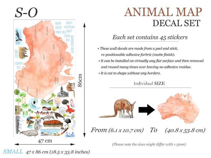 Australian Animals Plants Attraction Landmark Map Removable Nursery Wall Decal gallery