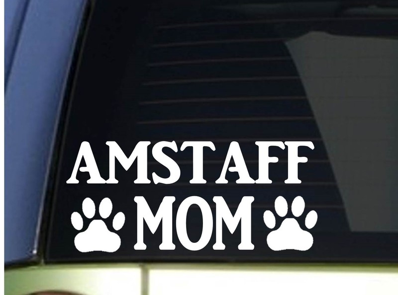 Amstaff Mom sticker *H305* 8.5 inch wide vinyl american bully pitbull