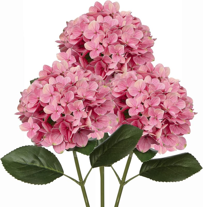 3pcs 25in Artificial Realistic Hydrangea Flowers 3D Real Touch 25in Extra Long gallery