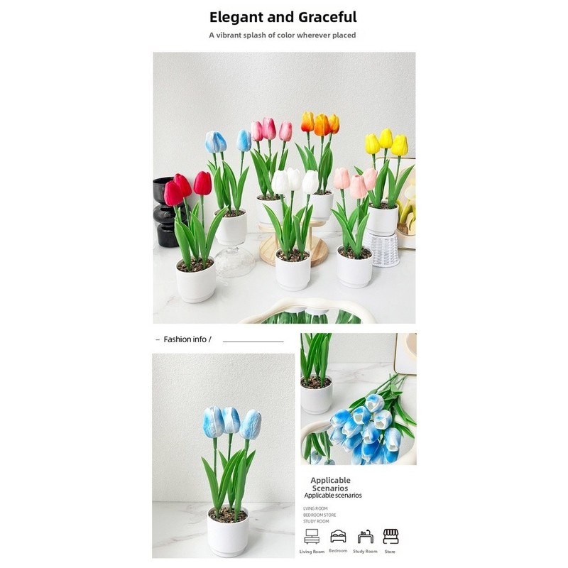 Plastic PVC Artificial Tulip Nordic Design Potted Plant for Photo Prop Use gallery