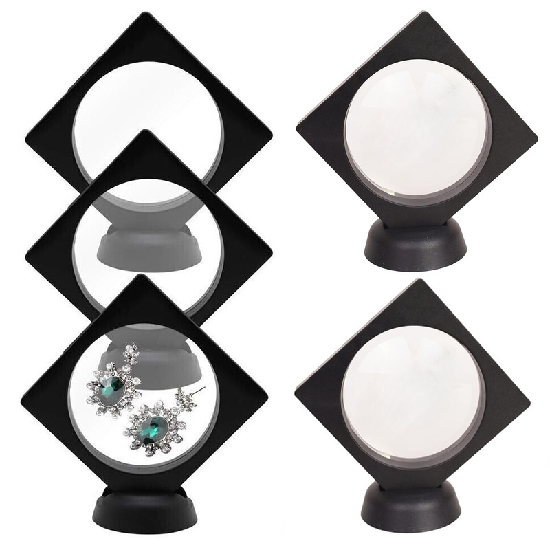 9x9cm 3D Floating Frame Display Case Stands Holder For Jewelry Medallion Coins