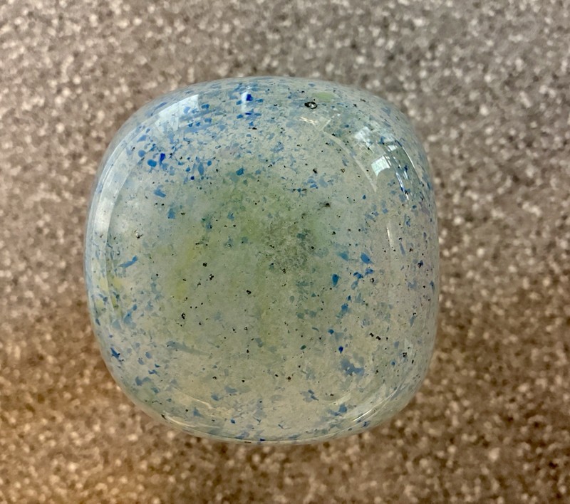 Vintage F & C Handmade Crystal Blue/Yellow/Green Swirl Vase Heavy 9 1/8” Tall gallery