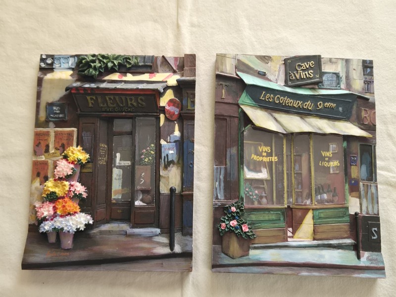2 6x8inch Resin 3D French Parisian Market Wall Art Pictures