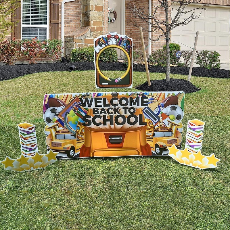 Jumbo Welcome Back To School Yard Sign, 36×72 Inches, 6 Sign Set with Stakes