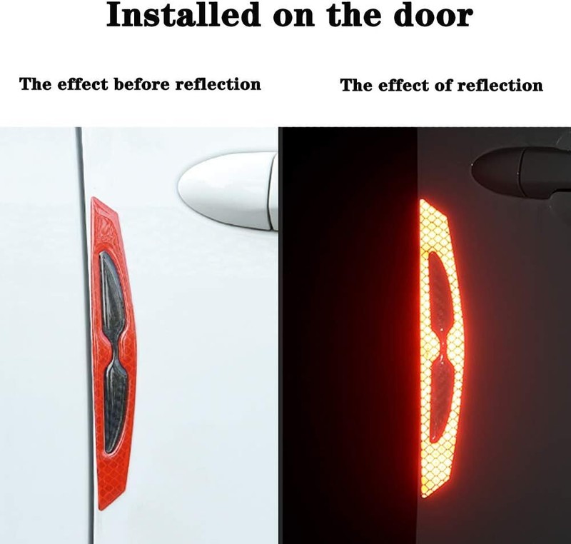 8pcs Universal 3D Carbon Fiber Car Door Handle Paint Scratch Protector Red gallery