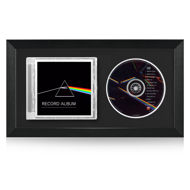7.7×14 Single CD Wall Display Mat and Solid Black Wide Frame, CD Music Frame