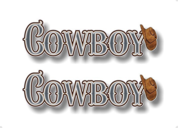 2 COWBOY 9″ Vinyl Decals with Cow Boy Hat Country 4×4 Pickup Truck Stickers