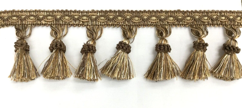 Tassel Fringe Trim 3.5″ for Drapery Curtain Upholstery Pillow/ multi Gold Bronze
