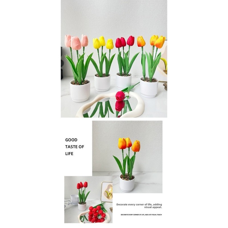 Plastic PVC Artificial Tulip Nordic Design Potted Plant for Photo Prop Use gallery