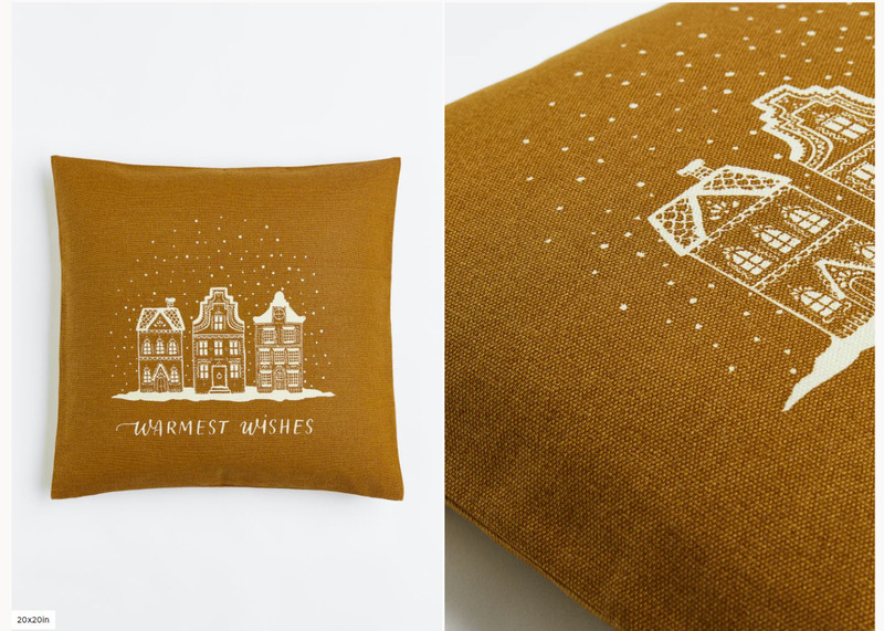 H&M Print-Motif Warmest Wishes Cushion Covers, Tawny brown, New with Tag