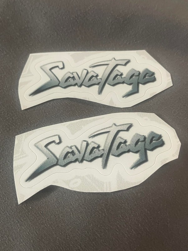 Lot (2) SAVATAGE 3/4″ x 2 1/8″ Band Logo Black White STICKERS Fast! FREE SHIP!