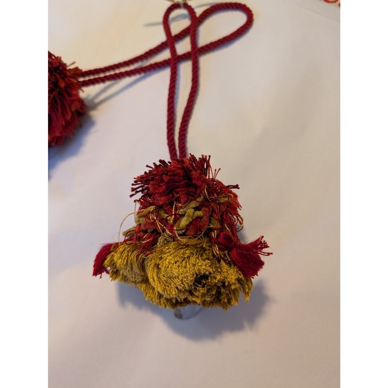 Set of Two Red & Gold Crystal Decorative Tassels