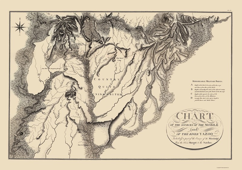 Historic Nautical Map – Mobile Yazoo River Source – Collot 1796 – Vintage Wall