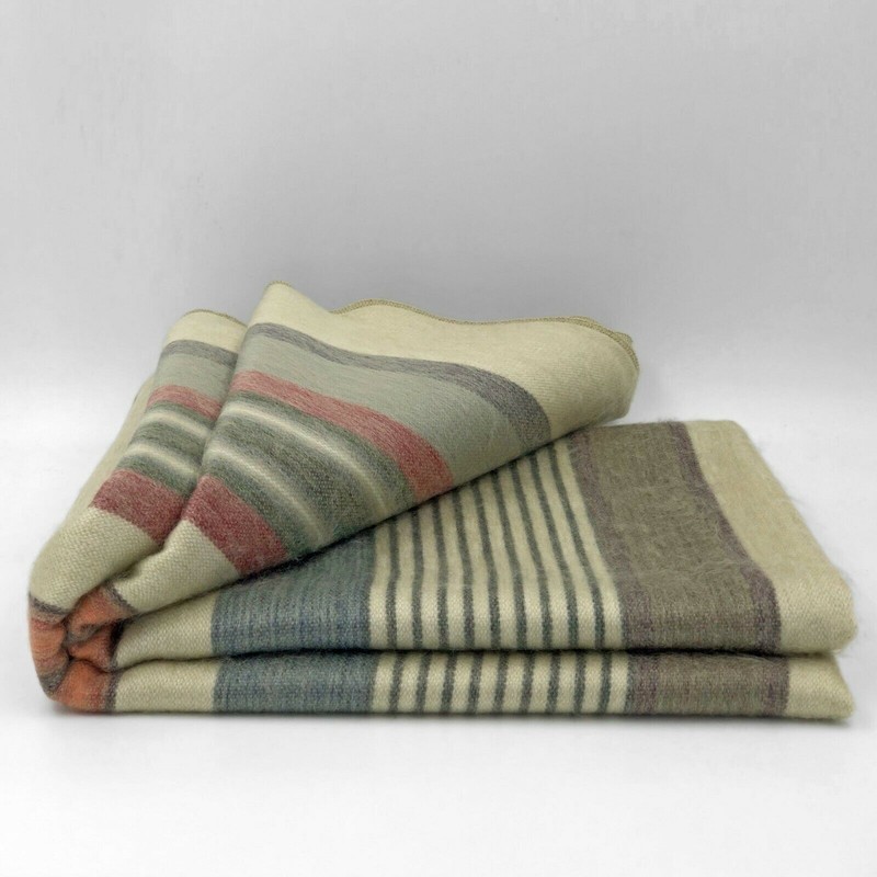 SOFT & WARM STRIPED ALPACA LLAMA WOOL BLANKET THROW 95"x65" QUEEN BED SOFA COUCH gallery