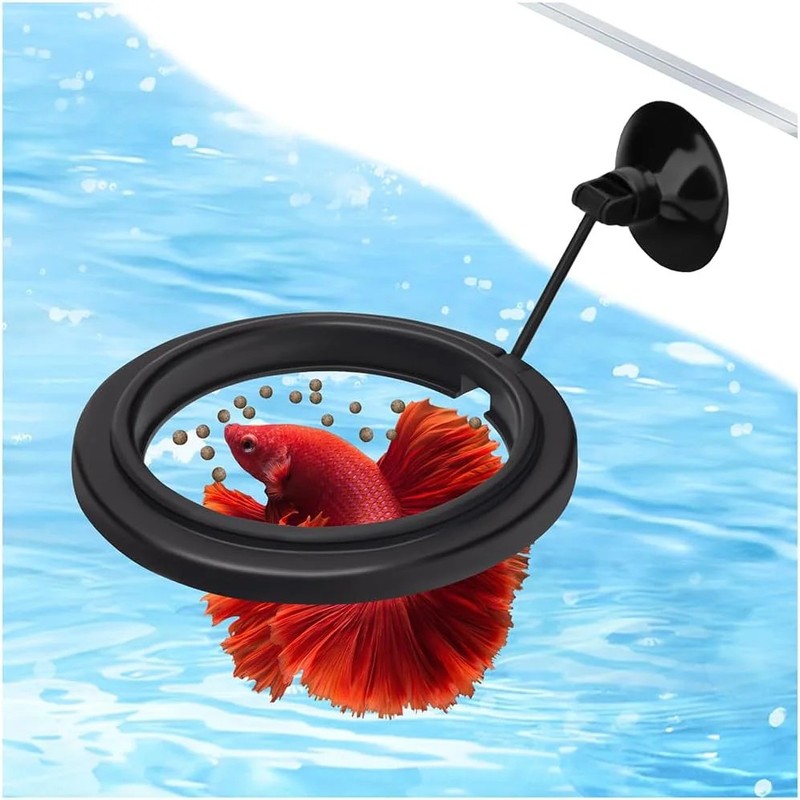 2Pack, Aquarium Feeding Ring Small Round Floating, Suction Cup for Betta Goldfis