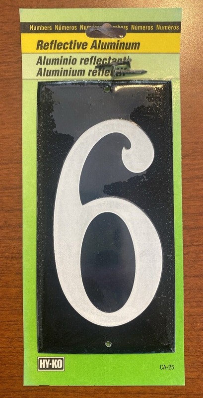 HY-KO Reflective Aluminum 3-1/2" Numbers 0, 2, 3, 4, 6, 7, 8, 9 Size 5" x 2 1/2" gallery
