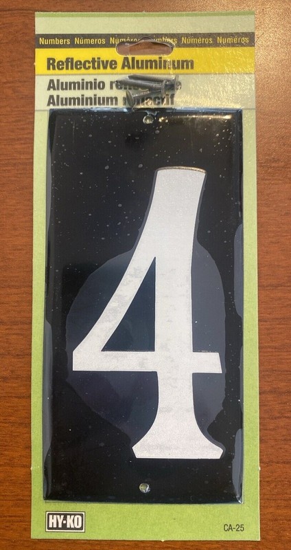 HY-KO Reflective Aluminum 3-1/2" Numbers 0, 2, 3, 4, 6, 7, 8, 9 Size 5" x 2 1/2" gallery