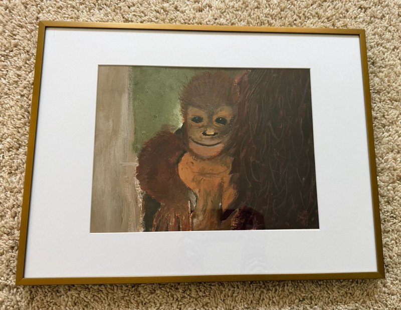 Original Framed Orangutan Art Work -selling for college tuition