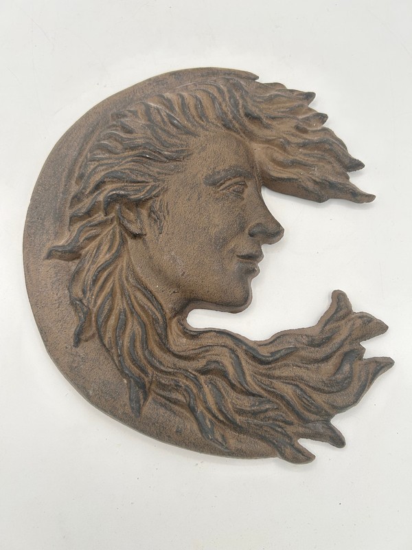 SUN MOON Crescent GODDESS Cast Iron Mythical Garden Hanging